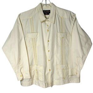 Guayabera Exportacion Guayateca Milenium Cream Button-Up Shirt  Size XXL‎ 46